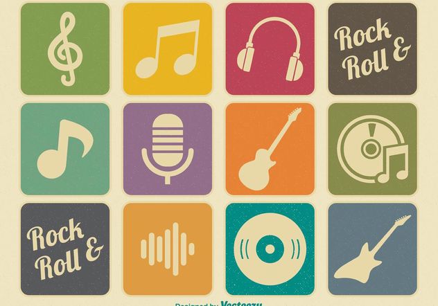 Retro Music Icons - vector gratuit #142563 