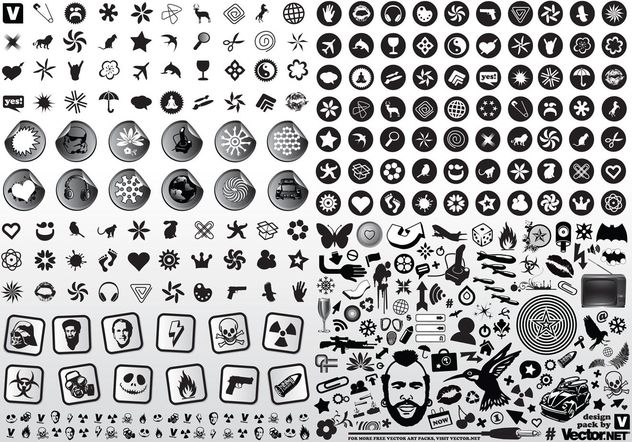 Black White Vector Icons - Free vector #144773