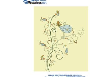 Leaf vector bird on floral - vector gratuit #145733 