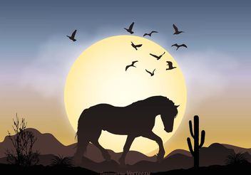 Wild Horse Landscape Illustration - Free vector #153043