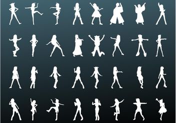 Girls Vector Silhouettes - Free vector #156423