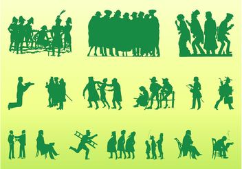 Vintage People Silhouettes - Free vector #157853