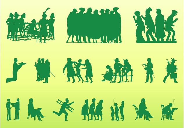 Vintage People Silhouettes - Kostenloses vector #157853