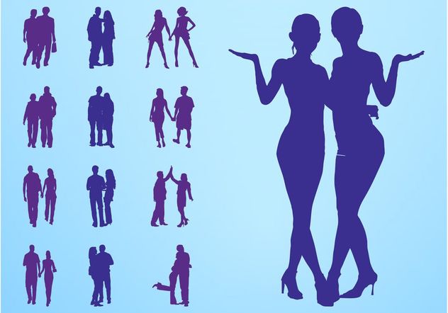 People In Couples Silhouettes - Free vector #157973