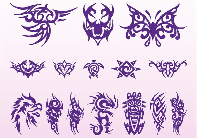 Tribal Tattoos Graphics Set - Free vector #159133