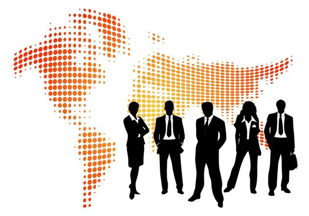 Businesspeople And Map - vector #159693 gratis