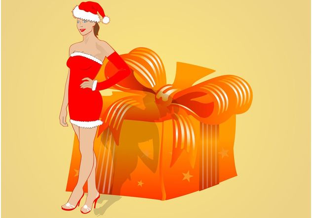 Sexy Girl With Present - Free vector #160863