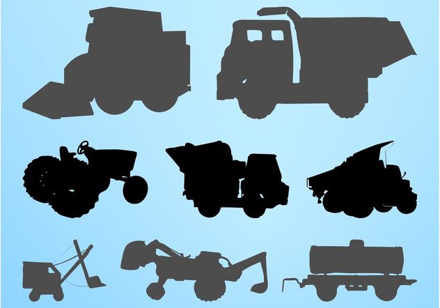 Construction Vehicles Silhouettes Set - Free vector #162343