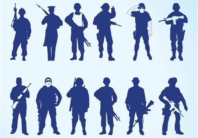 Silhouettes Of Soldiers - бесплатный vector #162473