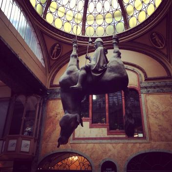 Sculpture of rider on Upside-down horse inside Lucerna Palace in Czech Republic - Free image #185973