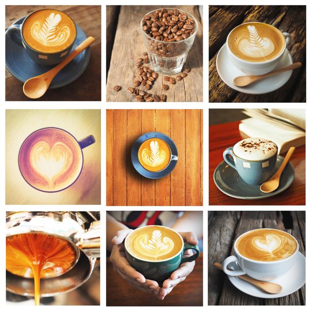 Collage of photos with coffee and latte - Free image #187013