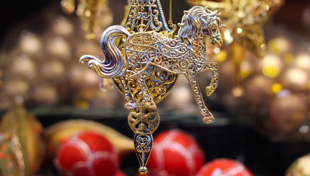 Close up of Christmas golden toy horse - Free image #187343