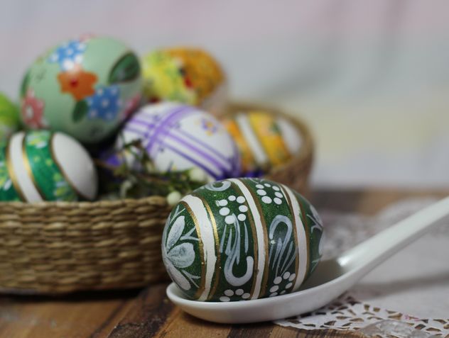 Painted Easter eggs on table - Free image #187543