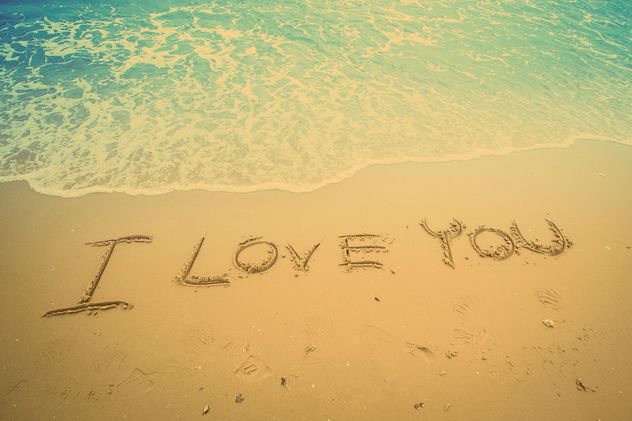 Text I love you on the sand - бесплатный image #198023