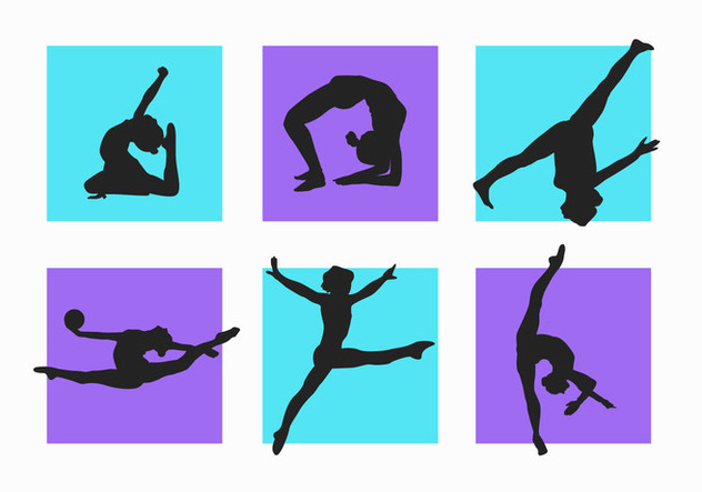 Women and Child Gymnastics Silhouettes Vector Pack - Free vector #200533