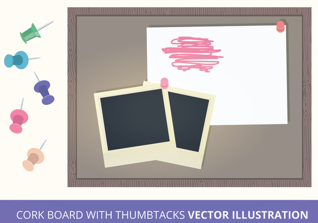 Cork Board with Thumbtacks Vector Illustration - Kostenloses vector #200833