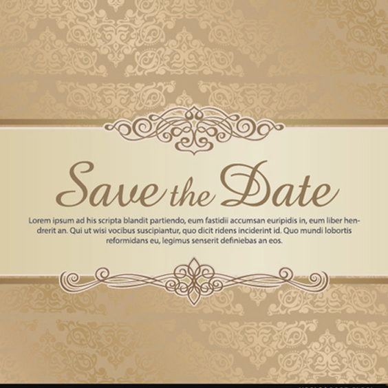 Damask Save the Date Vector Template - Free vector #201913