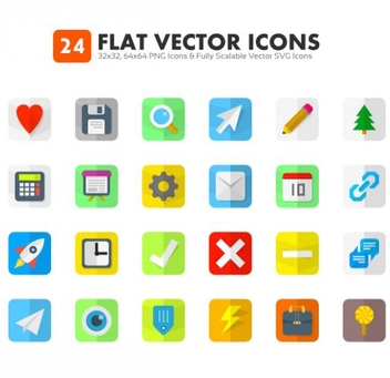 24 Flat Icons Vectors - Kostenloses vector #202013