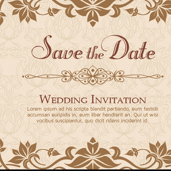 Elegant Floral Wedding Invitation Vector Template - vector #202113 gratis