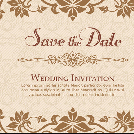 Elegant Floral Wedding Invitation Vector Template - Kostenloses vector #202113