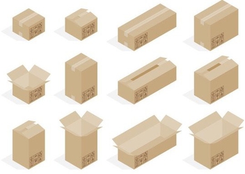 Isometric Cardboard Box Vectors - бесплатный vector #205233