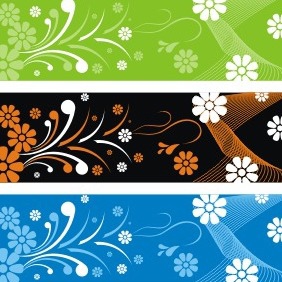 Flower Banner Backgrounds - vector gratuit #208593 