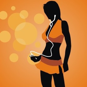 Woman With Music Player - Free vector #209553