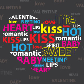 Valentine Typography Heart - бесплатный vector #211013