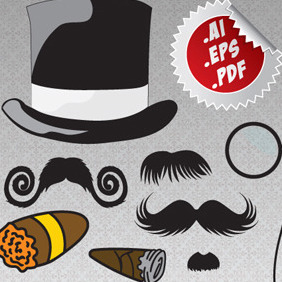 Handlebars & Cigars Mustache Pack - vector gratuit #211953 
