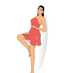 Girl In Red Dress Vector - Free vector #216753