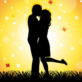Couple Kissing - vector gratuit #218423 