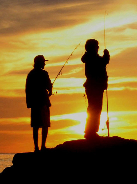 Fishing at Sunset - Pacific Ocean , California - Kostenloses image #277313