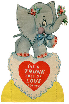 vintage valentine card: elephant - Kostenloses image #308873