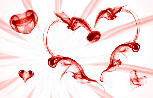 Smoke Art - Hearts (red on white) - Free image #318303