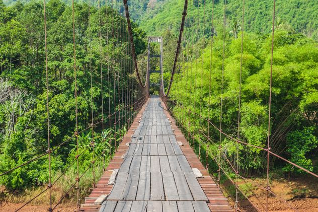 pedestrian bridge in forest - image #330993 gratis
