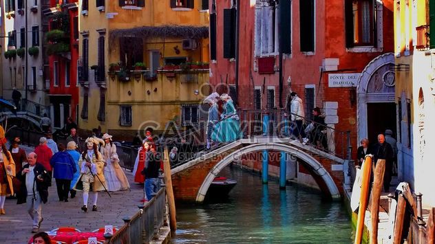 Gondolas on canal in Venice - image #333643 gratis