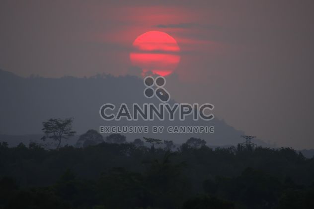 Landscape with mountain at sunset - Free image #338583