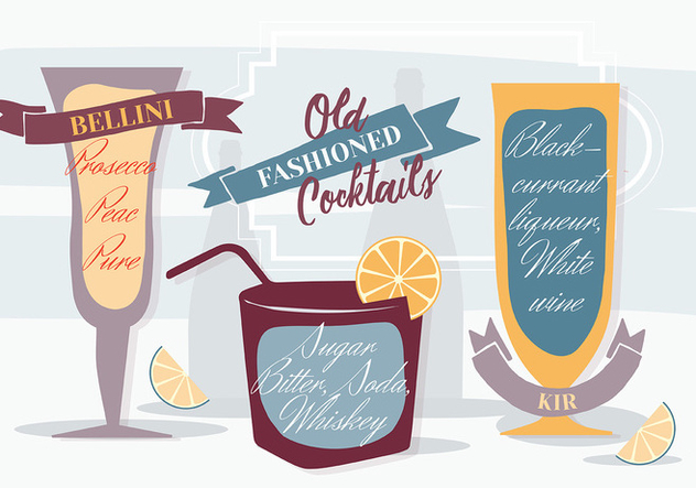 Free Various Old Fashioned Cocktails Vector Background - Free vector #346043