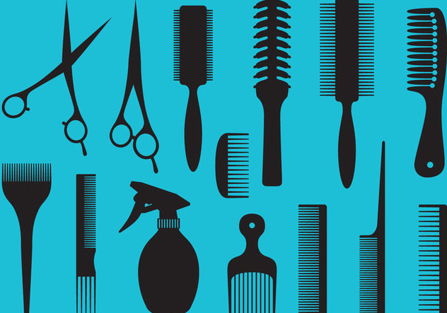 Barber Tools Silhouettes - Kostenloses vector #346373