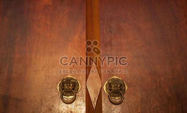 Wooden door with knockers closeup - Free image #347293