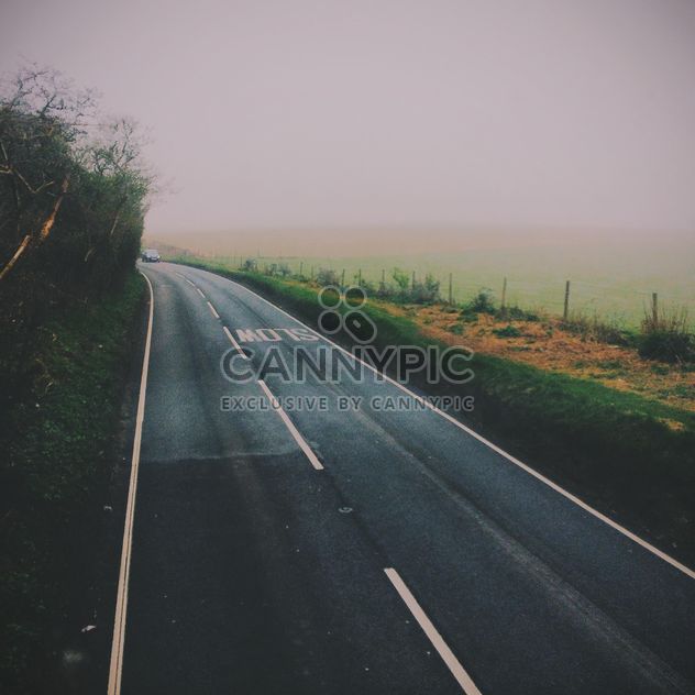 View on asphalt road in fog - бесплатный image #347773