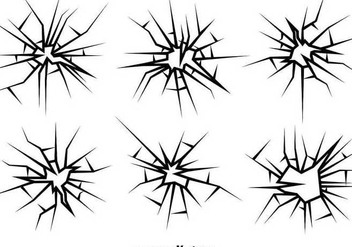 Shattered Cracked Glass Vector Set - Free vector #349683