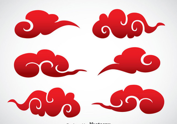 Red Chinese Clouds Vector - бесплатный vector #351933