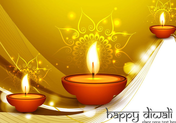 Diwali Oil Lamps On Golden Background - Free vector #354993