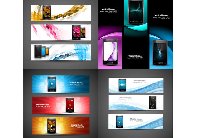 Headers For Mobile Phone Website - Free vector #355133