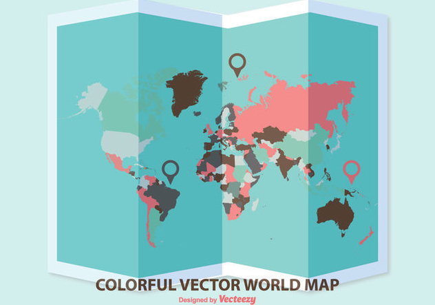 Folded World Map Illustration - vector #355213 gratis