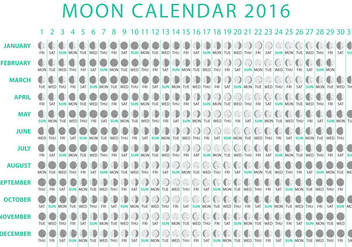 Moon Calendar 2016 Vector - бесплатный vector #356763