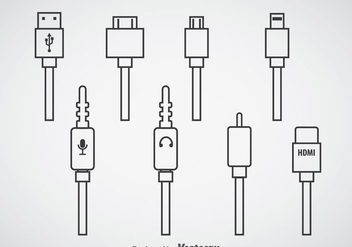 Plug Wire Cable Computer Icons Vector - Kostenloses vector #357403