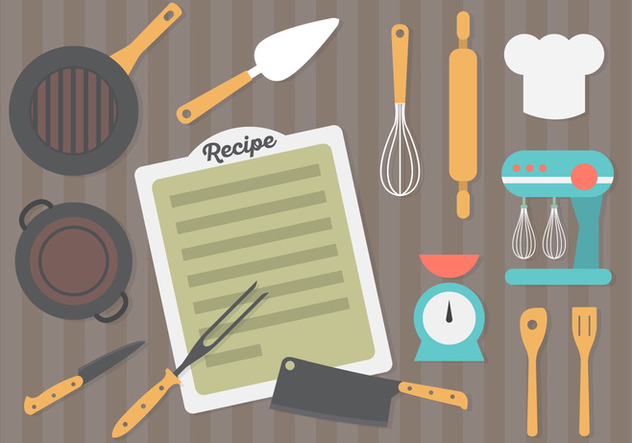 Flat Design Kitchen Equipment Background - vector gratuit #361223 