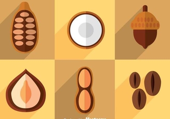 Nuts Flat Icons Vector - Free vector #361243